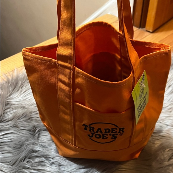 NWT🧡Orange Trader Joe's Mini Canvas Tote Bag - Picture 6 of 15